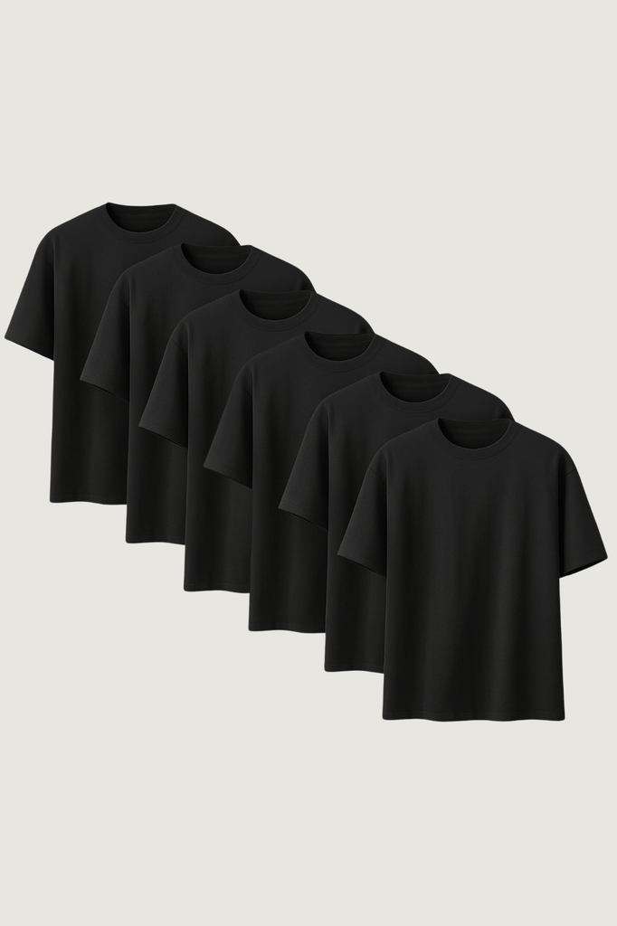 6-Pack Playera Oversized Negro