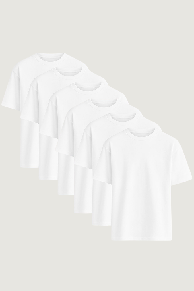 6-Pack Playera Oversized Blanco 250 GSM